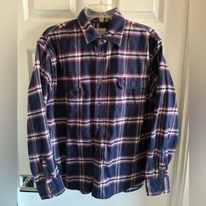 Jachs Navy & Red Plaid Men's Button Up Heavyweight Flannel Shirt EUC Vintage